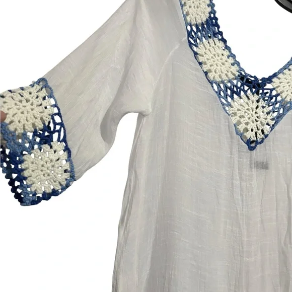 Kendall & Kylie White and Blue Crochet Swim Coverup NWT - Picture 3 of 7